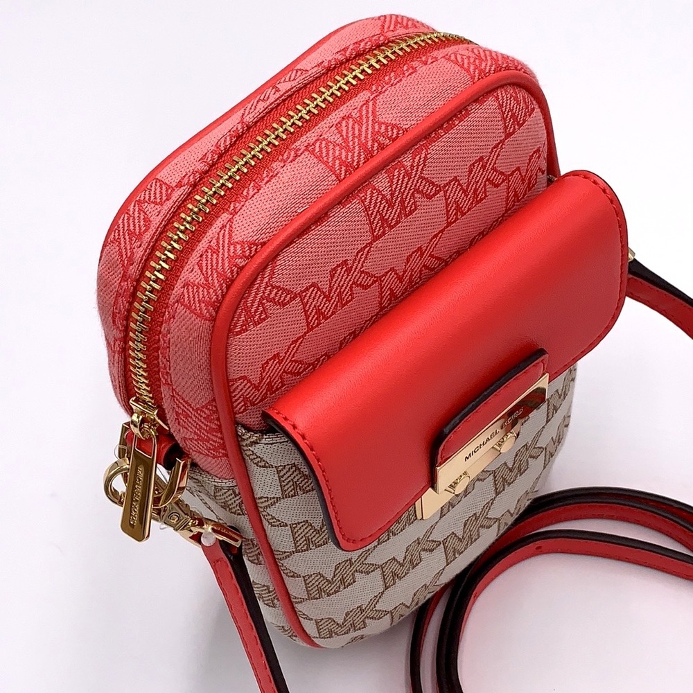 MICHAEL KORS SLOAN EDITOR SMALL NS TOP ZIP FLAP PACKET XBODY GRAPEFRUIT MULTI - Picture 9 of 16